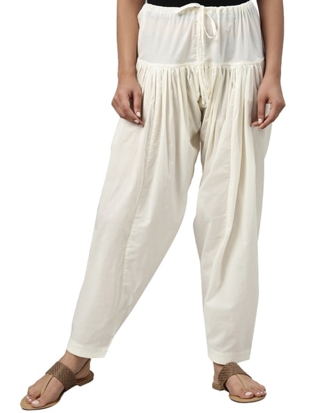 GO COLORS Regular Fit Women Cream Trousers - Buy GO COLORS Regular