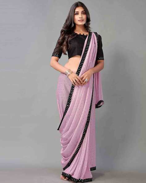 Buy Rang~Pure Linen Saree With Sleek Border and Exclusive Design~ Soft Pink  - Very Much Indian – verymuchindian.com