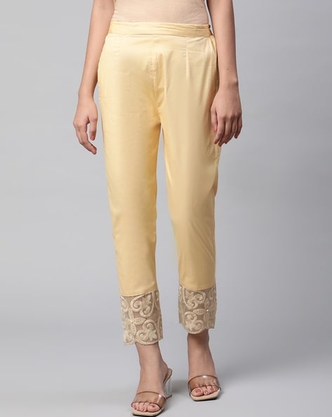 Buy Gold Trousers & Pants for Women by RIVI Online