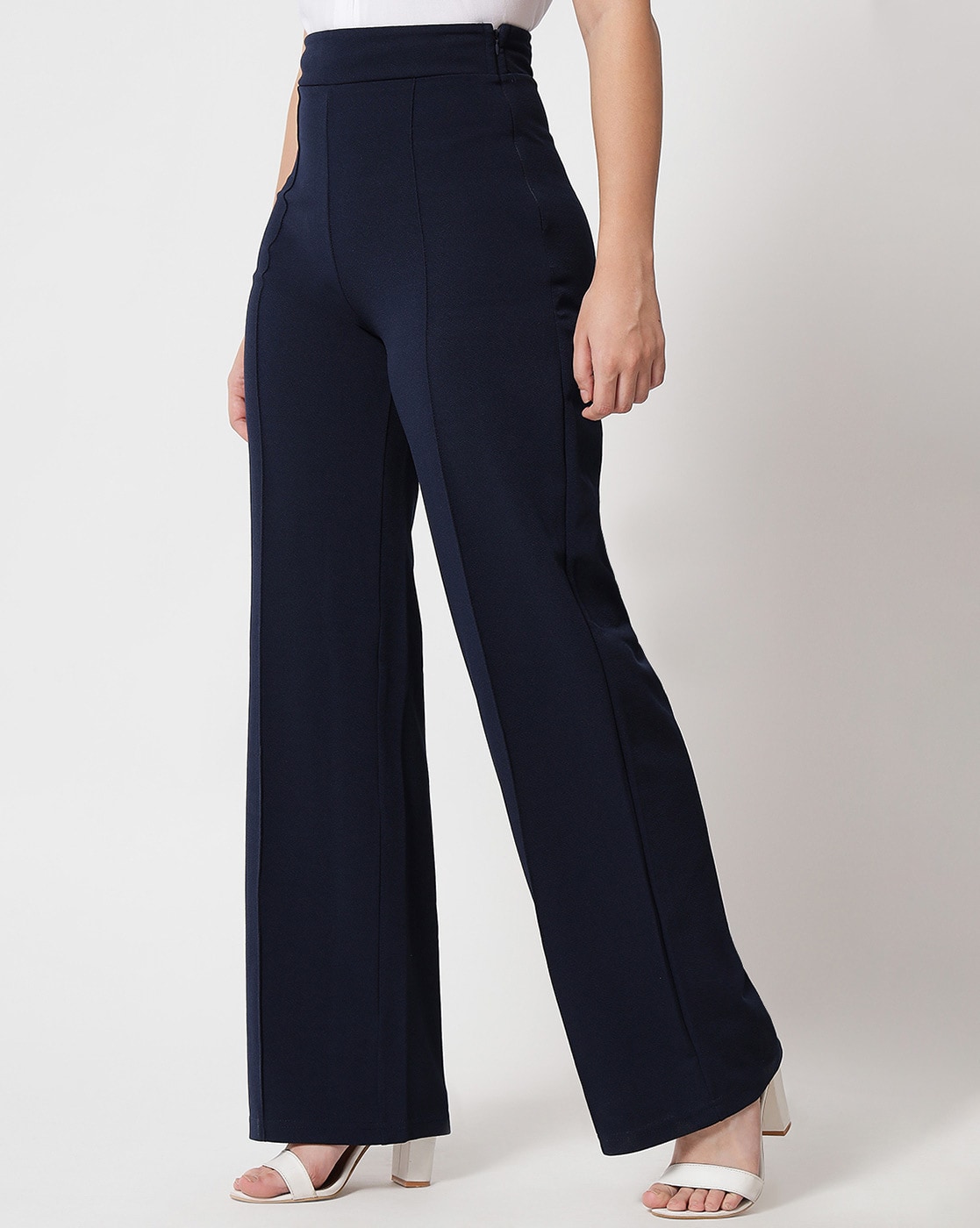 Buy BROWN SOLID HIGHRISE TAILORED TROUSERS for Women Online in India