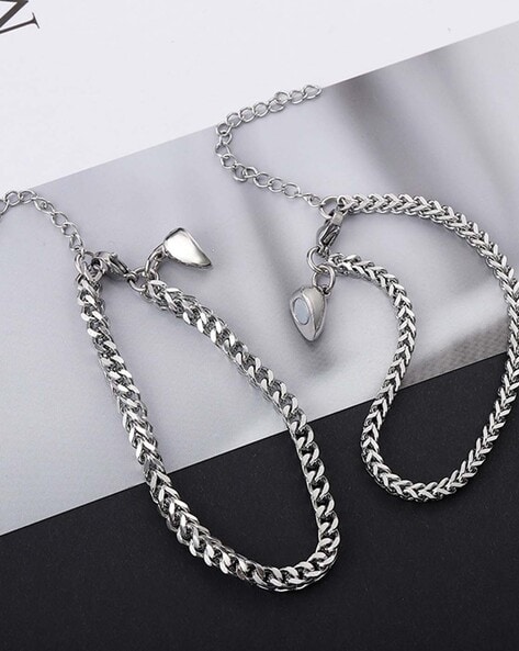Personalized Titanium Handcuffs Chain Couple Bracelet Black Rose Silver  Optional