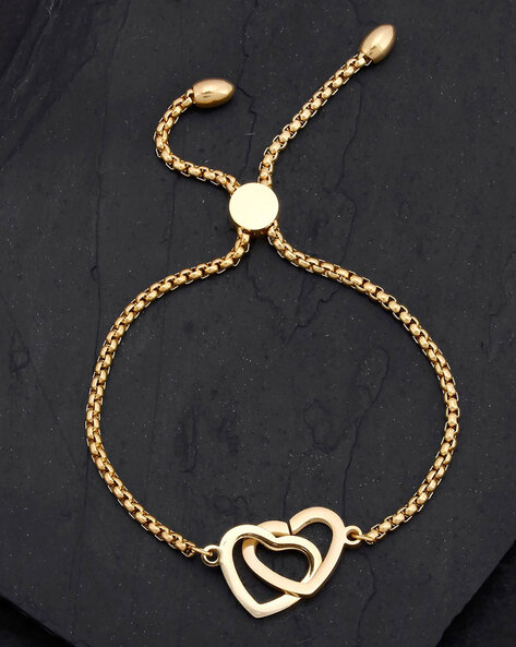 Buy Silver Zircon Studded Heart Bracelet for Women Online in India