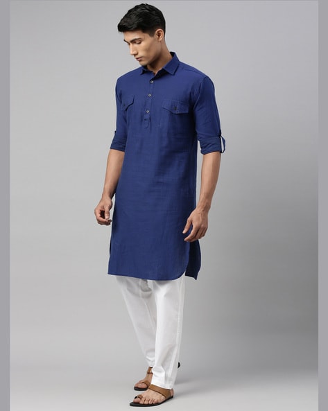 Blue discount pathani kurta