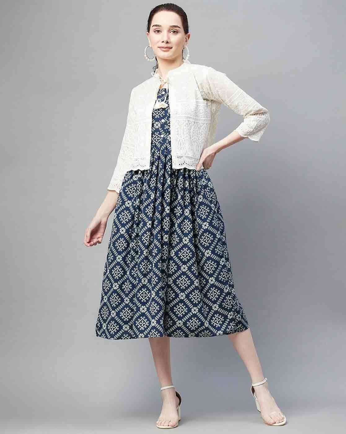 Buy Ivory Jacket Gown by Designer Mala and Kinnary Online at Ogaan.com