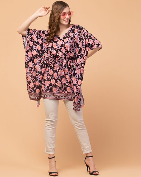 Buy online Black Tie Back Floral Print Tunic from western wear for Women by  Hive91 for ₹799 at 41% off