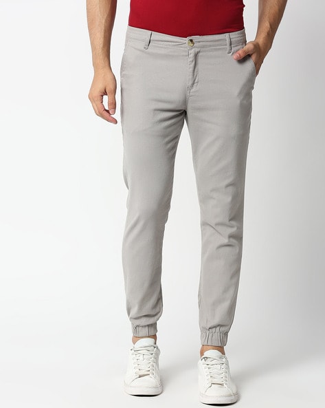 Grey Mid Rise Jogger Pants Online Shopping