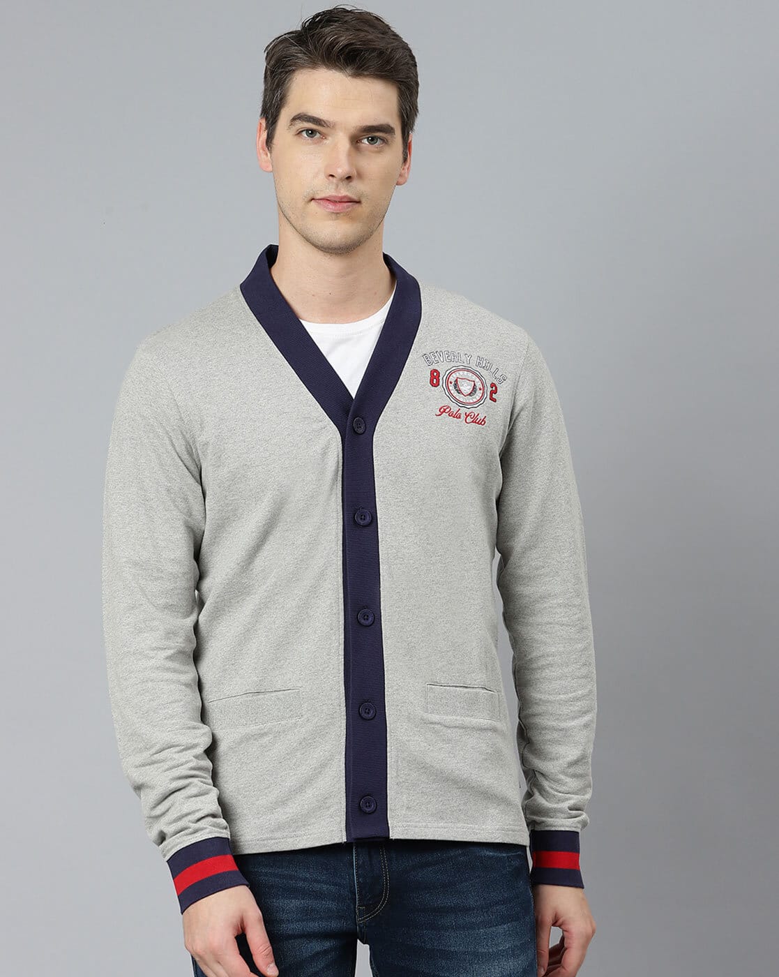 Button-Down Cardigan with Ribbed Hem