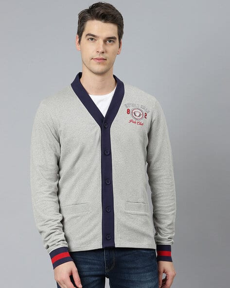 Button-Down Cardigan with Ribbed Hem