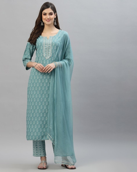 Buy Siaa Fab Women's Cotton Kurti Set, Floral Pinted Straight Kurta with  Pant for Ladies - Size: S/M/L/XL Online In India At Discounted Prices