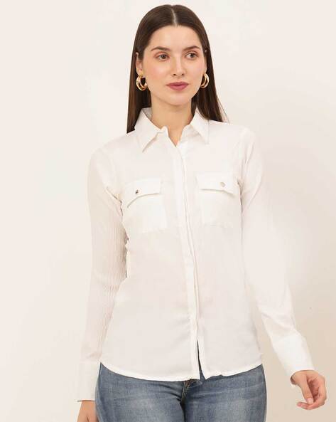 Cotton Linen Shirt with Patch Pockets