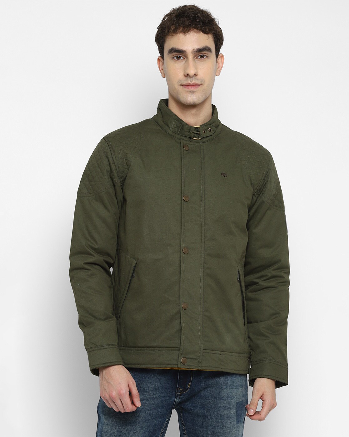 Olive green cotton on sale jacket