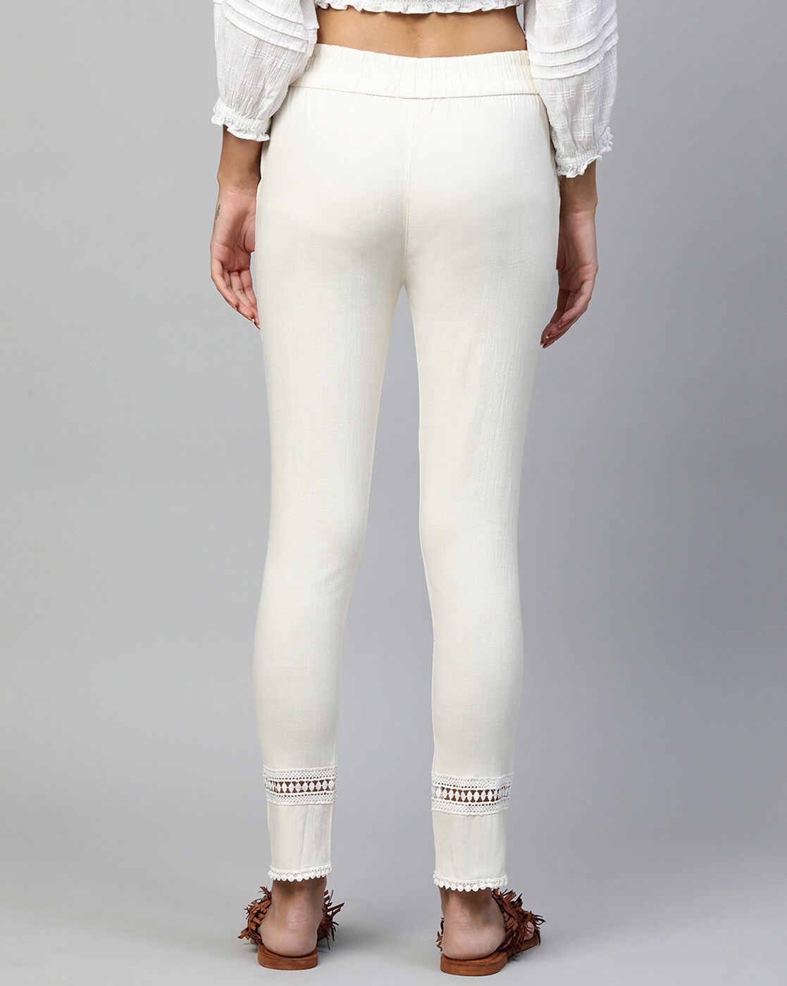 Weekday Serena lace flare pants in cream lace | ASOS