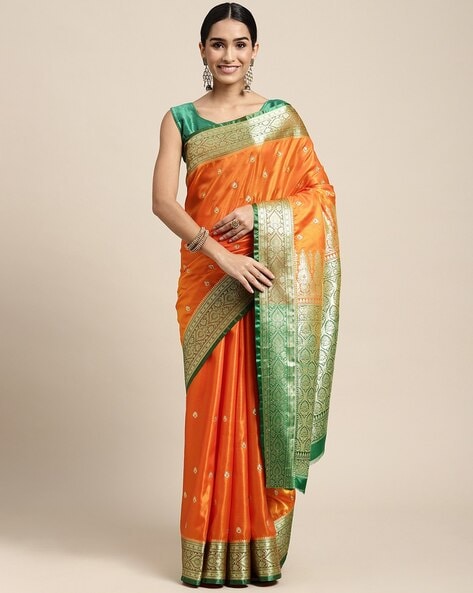 Ahaana - Neon Green Soft Silk Sree With Orange Blouse at Rs 2999.00/piece |  West Mambalam | Koothanallur| ID: 2849605422762