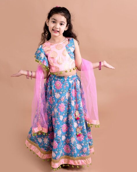 Buy Lil Drama Kids Pink Floral Print Lehenga with Choli for Boys Clothing  Online @ Tata CLiQ