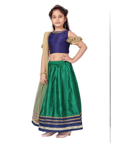 Buy Saka Designs By Sapna Cold Shoulder Half Sleeves Sequin Embellished  Coordinating Lehenga & Choli Set Yellow for Girls (5-6Years) Online in  India, Shop at FirstCry.com - 14735411