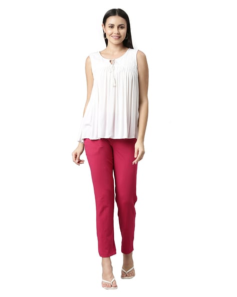 Buy Go Colors Women Solid Color Kurti Pant  Silver Grey Online  Lulu  Hypermarket India