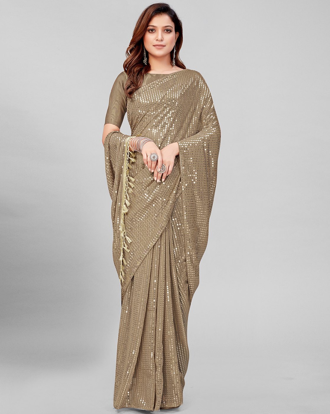 Iktaar by Meena Floral Chikankari Saree | Beige, Sequin, Saree | Saree, Aza  fashion, Fashion