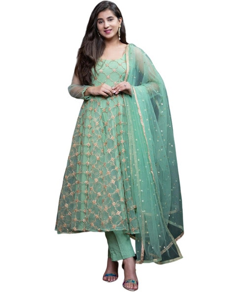 Buy Water Fashion New Blue Color Georgette Fabric Anarkali Dress Material  at Amazon.in