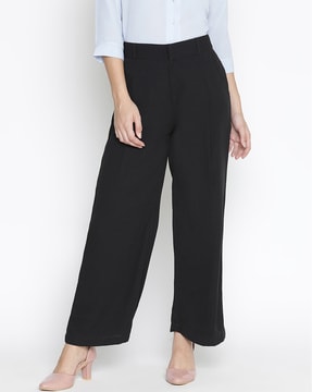 Buy Women Navy Solid Formal Regular Fit Trousers Online  654951  Van  Heusen