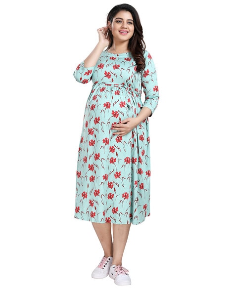 mamma's maternity Women A-line Orange Dress - Buy mamma's maternity Women  A-line Orange Dress Online at Best Prices in India | Flipkart.com