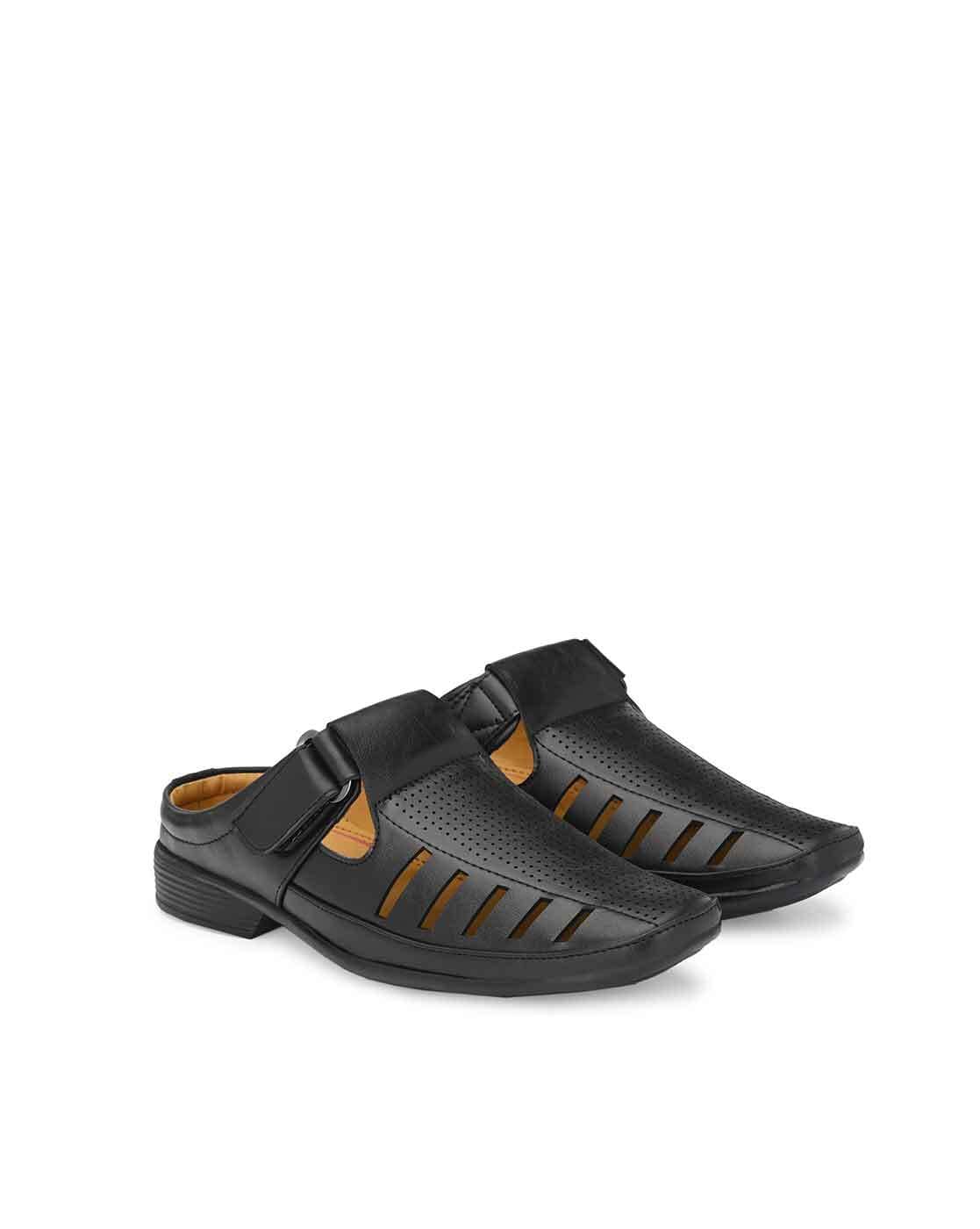 Hitz Men's Black Leather Slip on Sandals – Hitz Shoes Online