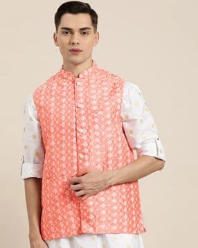 sojanya Self-design Sleeveless Nehru jacket-picture-5