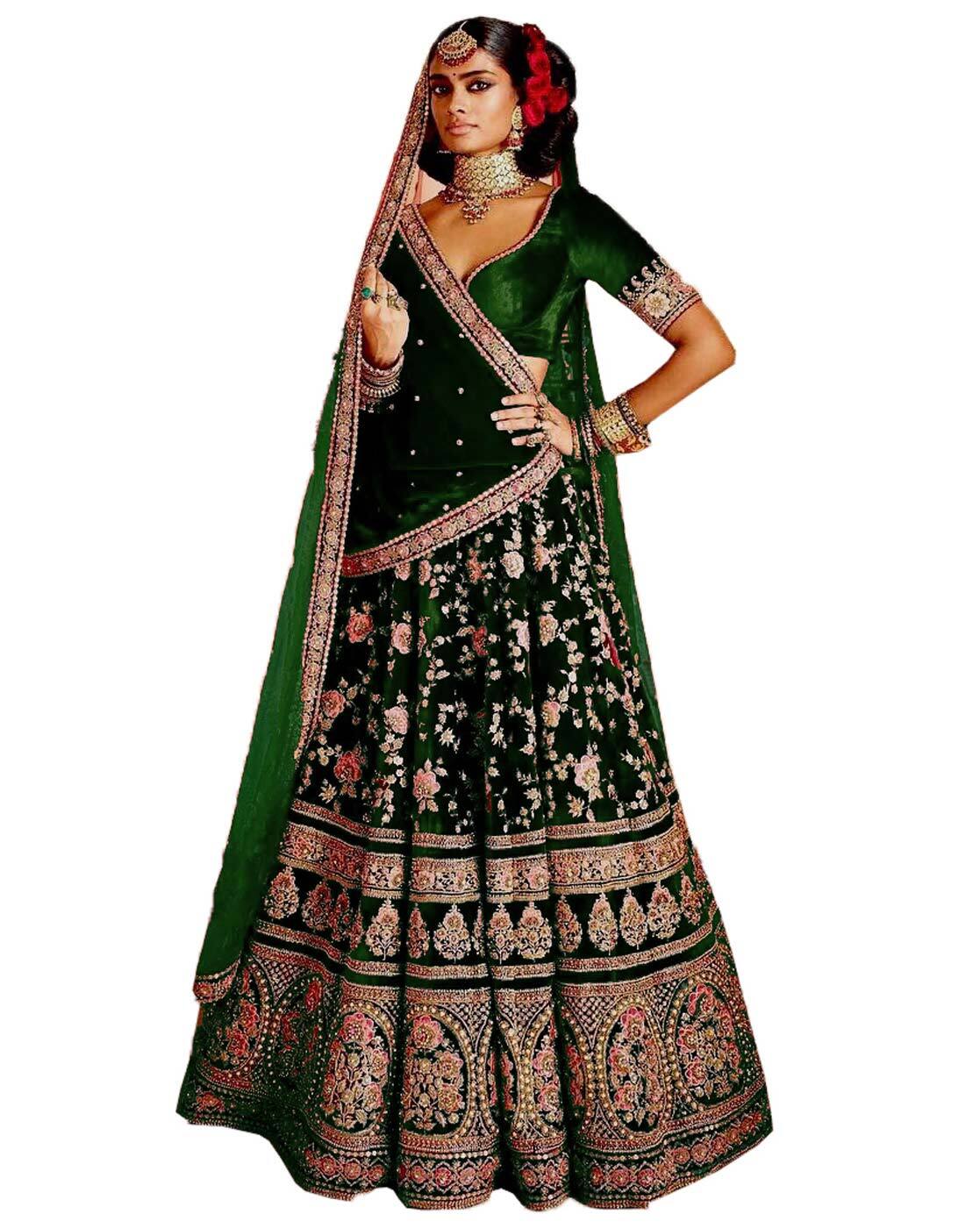 Green Lehenga : Buy Green Lehenga Choli Designs Sets Online For Women @ Low  Cost