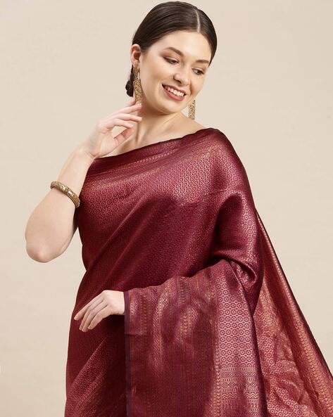 Urban Cultry REFRESHING MAROON PURE SOFT SILK SAREE WITH GROOVY BLOUSE  PIECE Price in India - Buy Urban Cultry REFRESHING MAROON PURE SOFT SILK  SAREE WITH GROOVY BLOUSE PIECE online at undefined