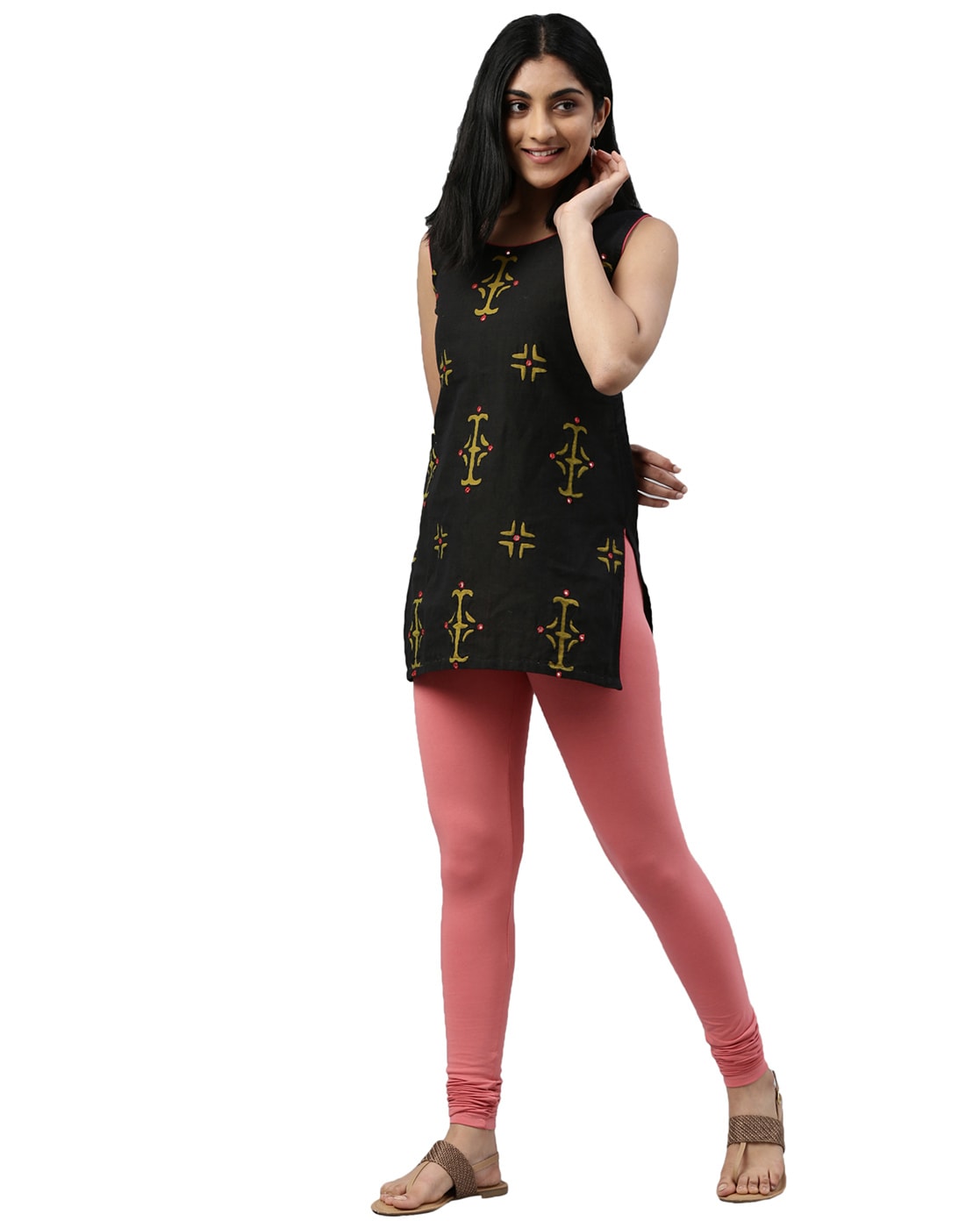 Indian Women Red High Quality Leggings Solid Churidar Free Size