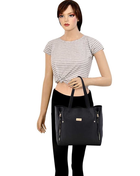 KLEIO Black Tote Solid Color Multi Compartment Laptop Purse Tote Handbag  for Women / Ladies (HO4021KL-BL)(BLACK) Black - Price in India |  Flipkart.com