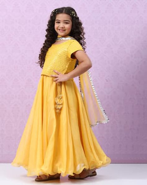 Buy Biba Girls Peach Floral Print Lehenga & Choli With Dupatta for Girls  Clothing Online @ Tata CLiQ