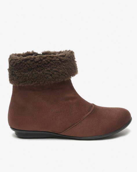 Flat N Heels Suede Ankle-length Boots