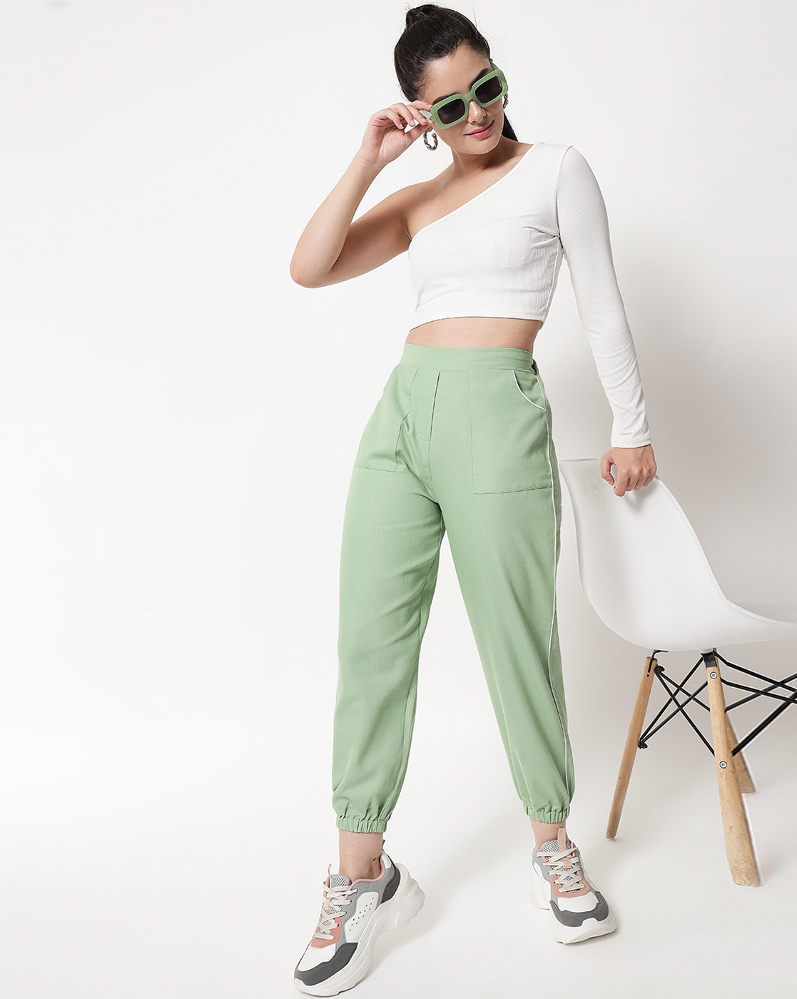 Buy Mint Green Trousers & Pants for Women by ORCHID BLUES Online