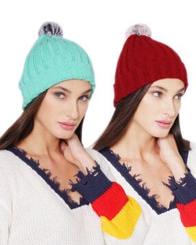 bharatasya Pack of 2 Knitted Beanie Caps-picture-48