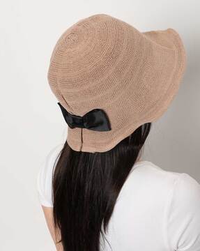 Haute Sauce Textured Scarf Sun Hat For Women (White, OS)