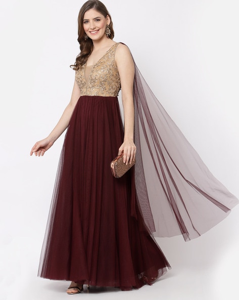 Buy Wine Dresses & Gowns for Women by Just Wow Online | Ajio.com