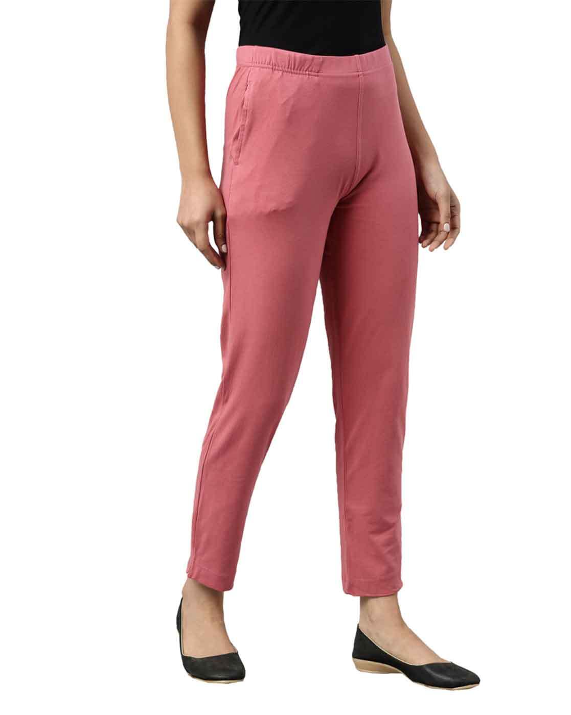 Buy Go Colors Women Solid Mint Mid Rise Cotton Pants (L) (L) Online