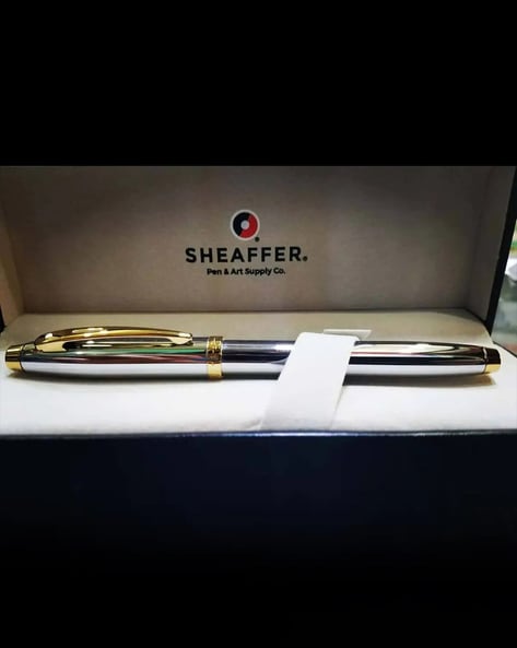 Sheaffer 100 Rollerball Pen - Chrome and Gold Trim