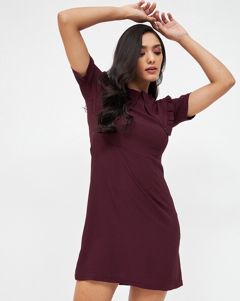 Burgundy shift dress best sale