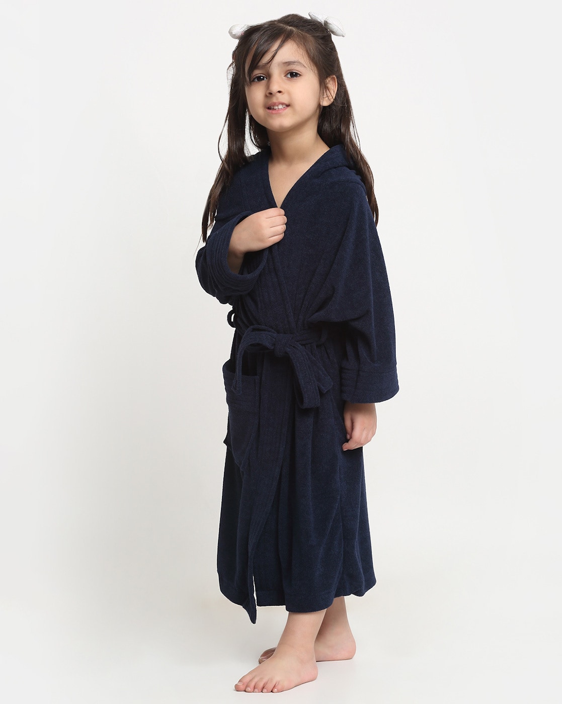 Fleece dressing gown - Dark blue/Stars - Kids | H&M IN