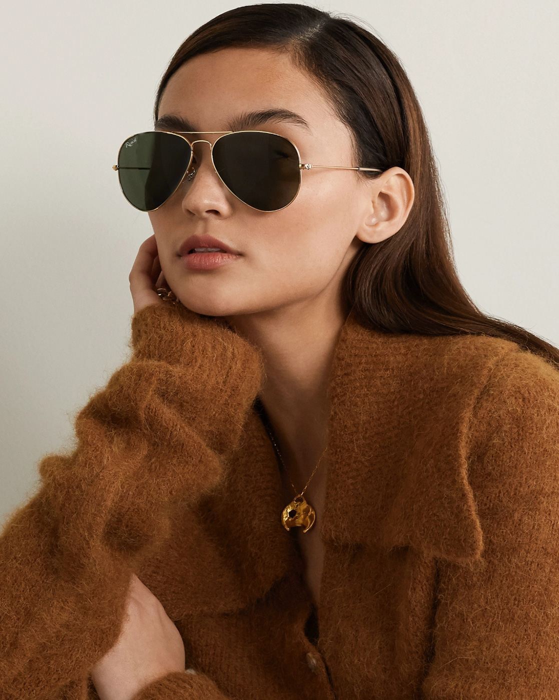 Gold Aviator metal sunglasses | Bottega Veneta | MATCHES UK