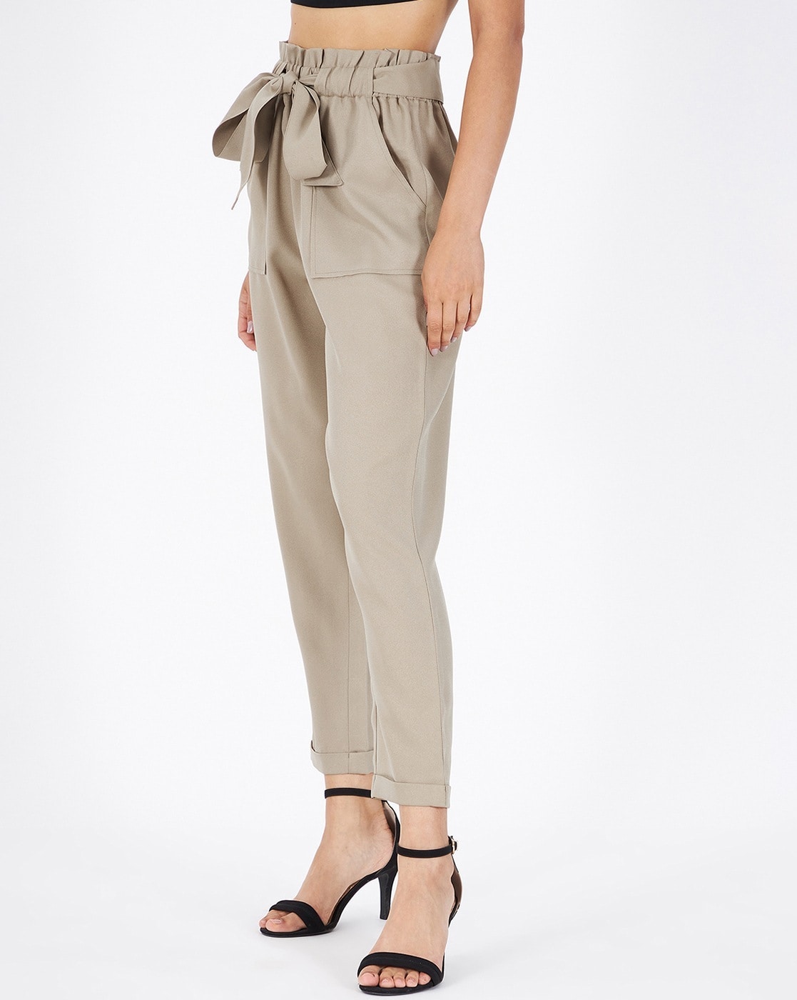 JDY Tall JDYLILLA PAPERBAG PANT - Trousers - cement/beige - Zalando.ie