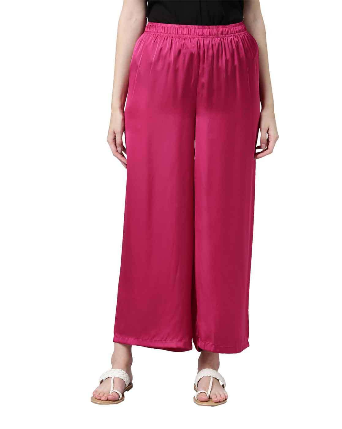 Polyester Plain Ladies Pink Palazzo Pants, Waist Size: L,XL at Rs