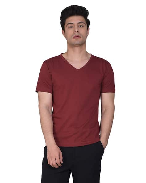 Solid V-neck T-shirt