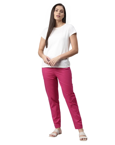 Buy Dark Pinks Pants for Women by GO COLORS Online