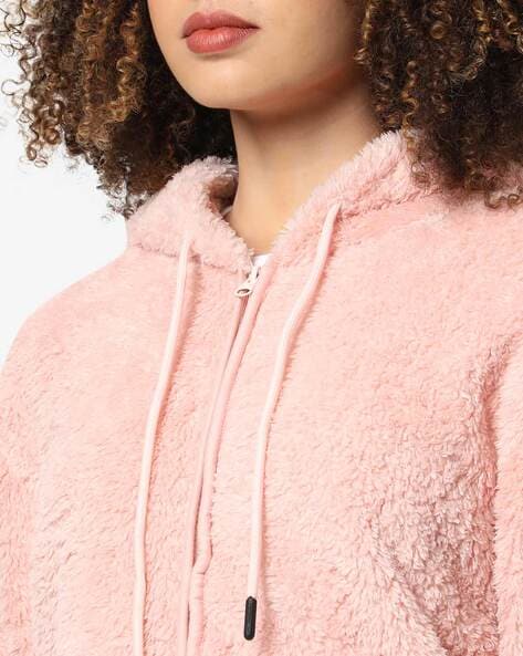 Pink fluffy zip store up hoodie