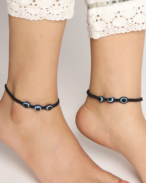 Thread And Glass Beads Evil Eye Anklet Bracelet at Rs 50/piece in Mumbai