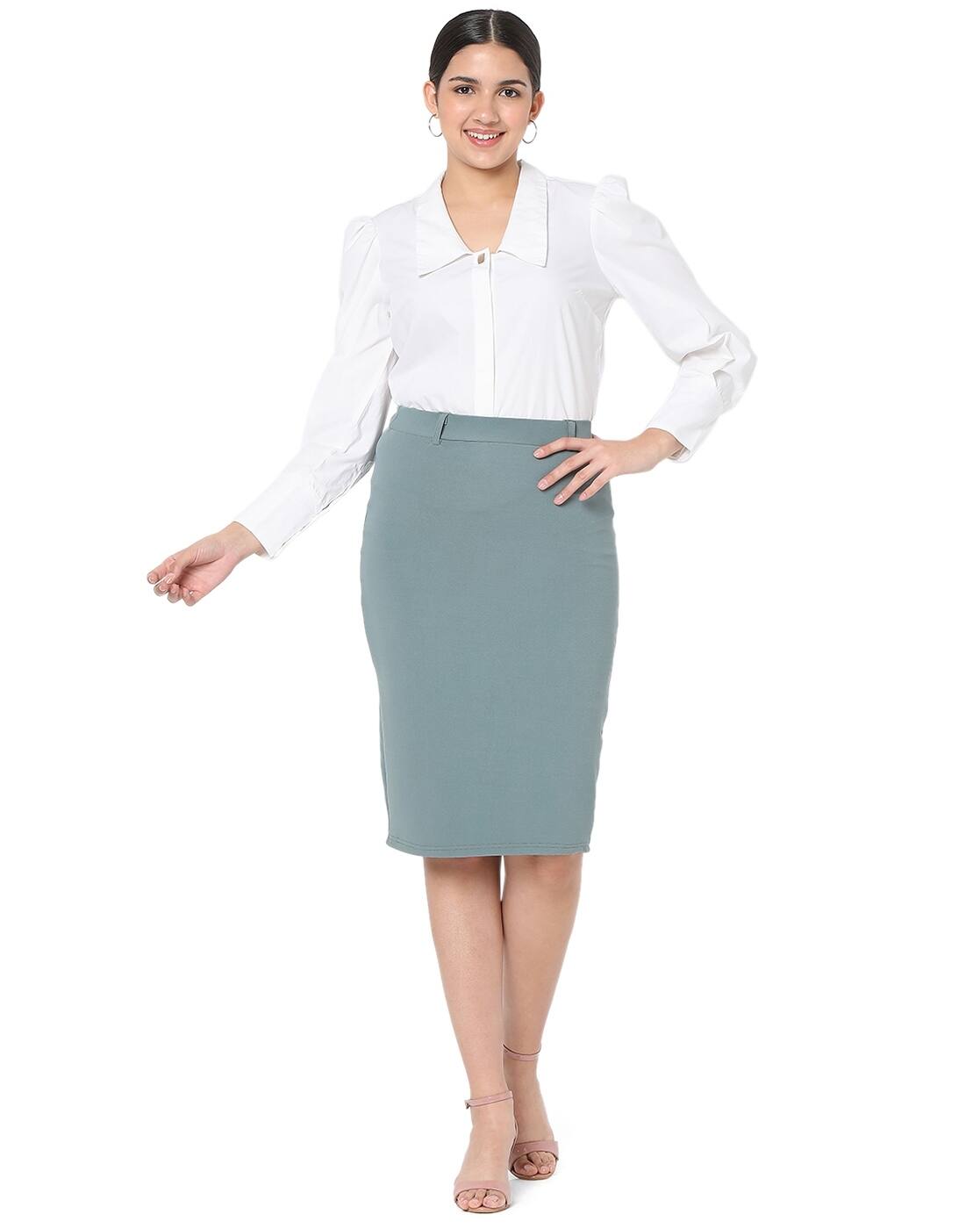 Knee Length Pencil Skirt with Back Slit