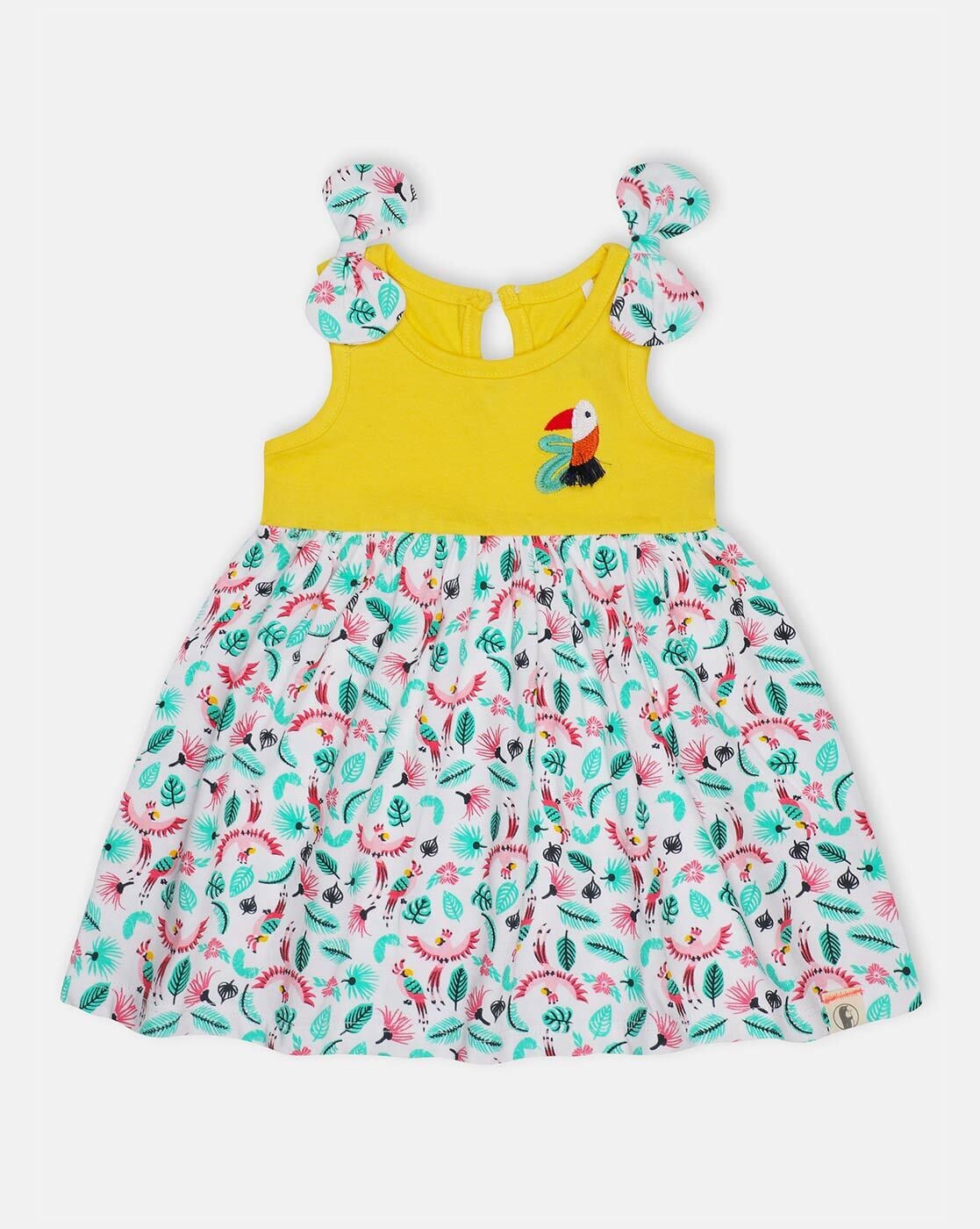 Baby Girls ALine Mini Frock Dress Round Neck Frock Print