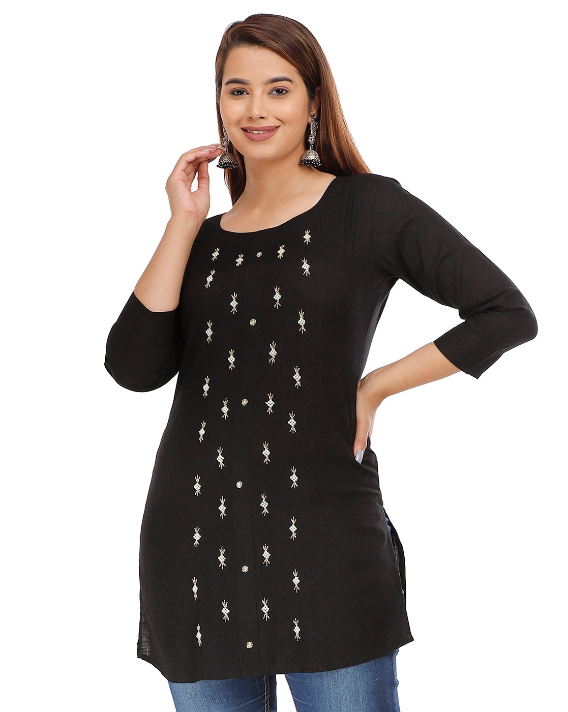 Buy Black Kurtis & Tunics for Women by Sitaram Designer Online